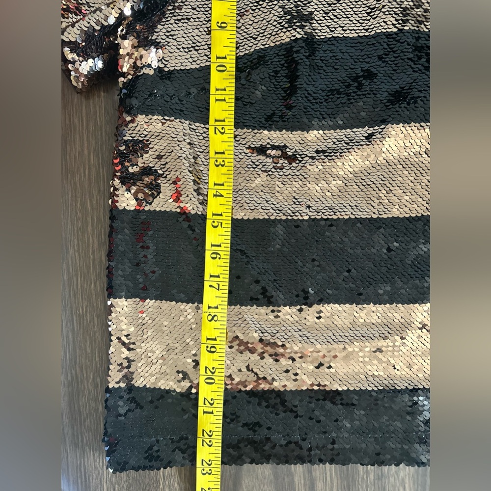 Anthropologie Maeve Short-Sleeve Sequin Striped Top Size - Picture 10 of 10